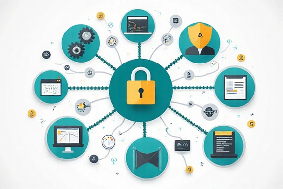 Ilustración de la privacidad de datos con candados y personas
